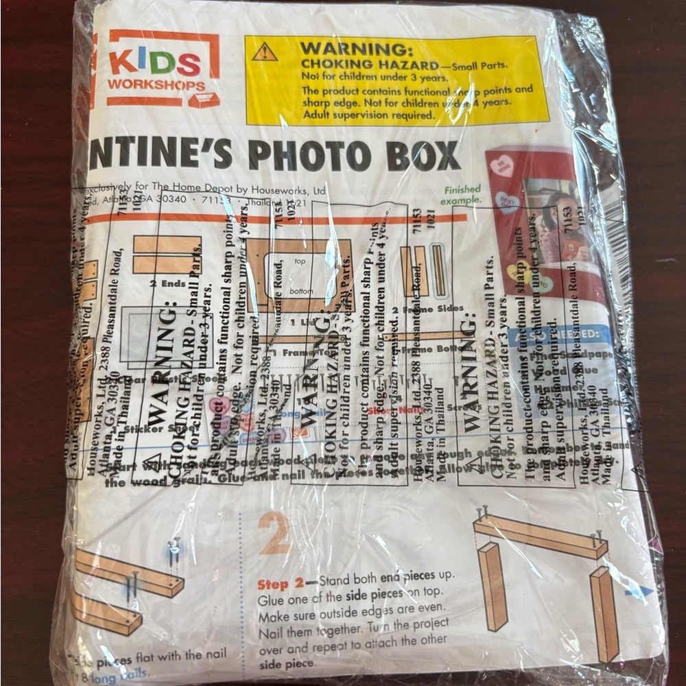 The Home Depot Kit Workshop Wooden Valentine’s Photo Box Kit New sealed Inc. Pin